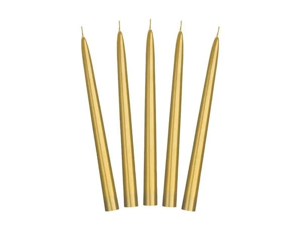 Guld konisk lys 24 cm 10 stk.