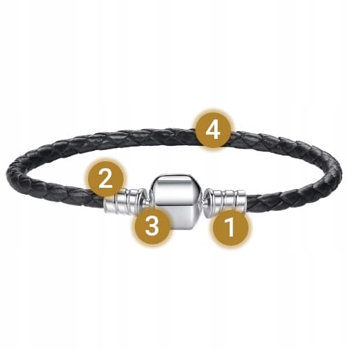 Læderarmbånd S925 sølv til charms sorte charms sølvperler