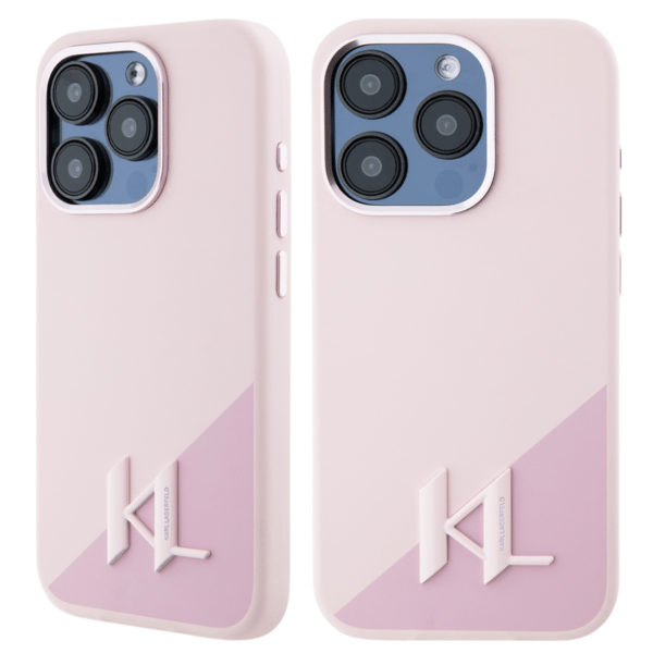 Karl Lagerfeld Silikone Shadow Metal Initial MagSafe-etui til iPhone 15 Pro Max, Pink