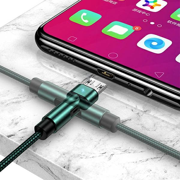 USAMS punottu pyörivä kaapeli U60 2A USB-A - MicroUSB, vihreä