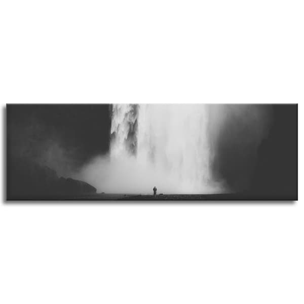 Lærredstryk Sort-hvidt vandfald 120x40 cm