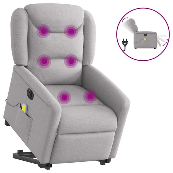 vidaXL Elektrisk lyftande massagefåtölj, vilstol, grå