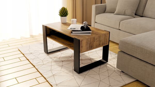 Sofabord i egetræ 90x50cm retro sofabord loft VIP-bord