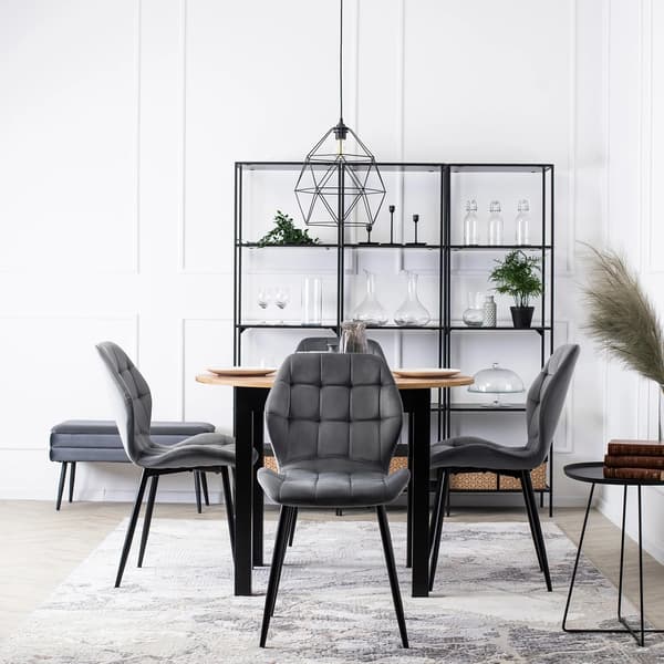 LUCKY Klädd Matstol Grå Sammet Modern Loft