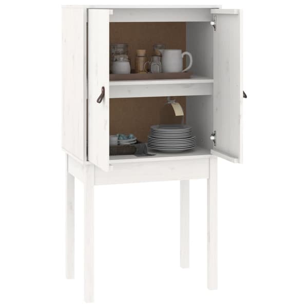vidaXL Skåp, Vitt, 60x40x120 cm, Massivt furuträ