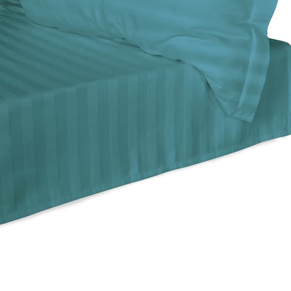 Bomullslakan randigt bambufiber 220x260 havsblått