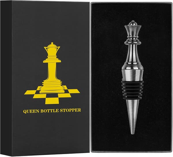 Chess Queen vinprop, mørk sølv, perfekt gave