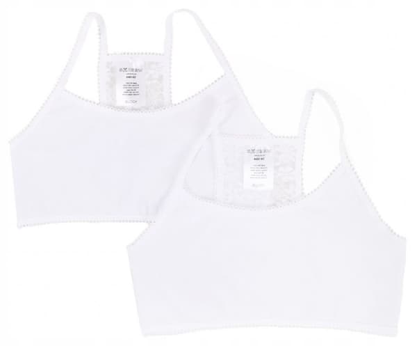 Yo! 2-pack sportbehå i bomull vit med spets 134/140