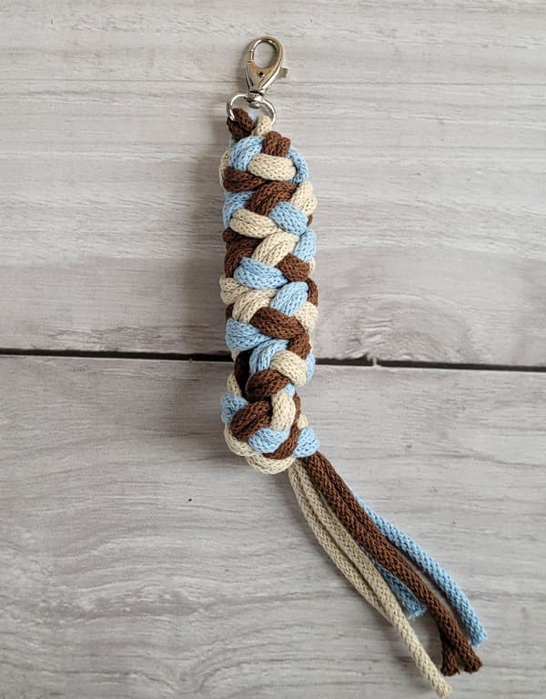 Käpphästkoppel flätat rep - blå/ljusbeige/brun