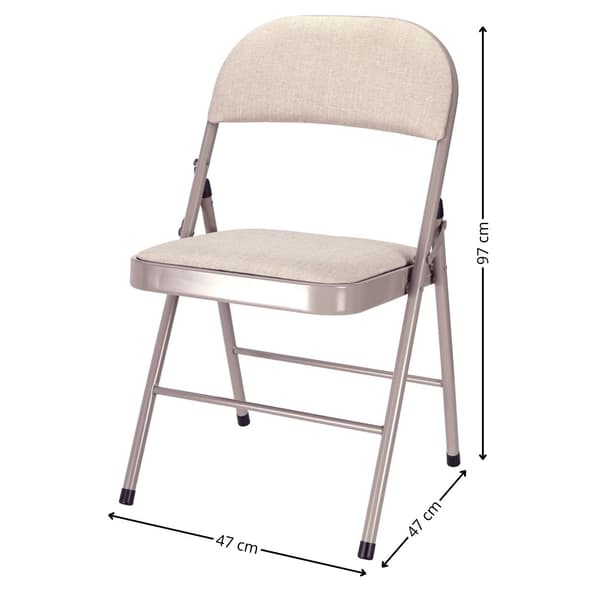 Klapstol i metal med beige polstring