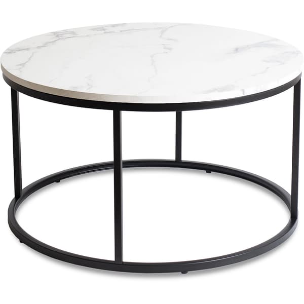 Conny Max sofabord 80 cm hvid marmor og sort moderne glamour