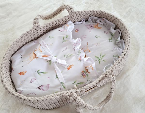 Moses Basket BOHO Bomullsdockbärare - Ljusbeige