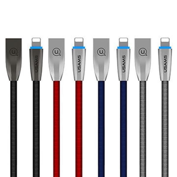 USAMS U-Light Lightning flätad kabel blå/blå 1,2m IPZSUSB03 (US-SJ182)