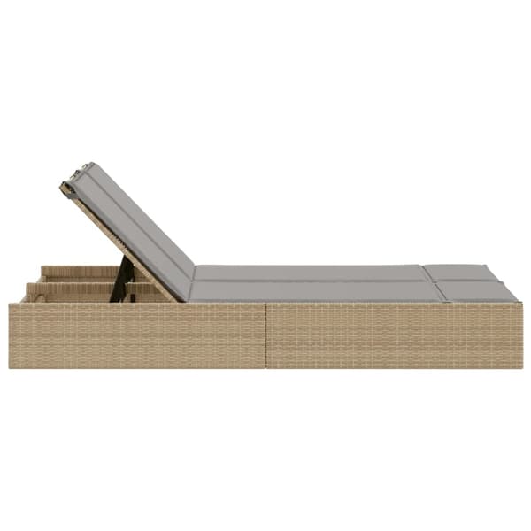 vidaXL dobbelt dagseng med hynder, beige, polyrattan