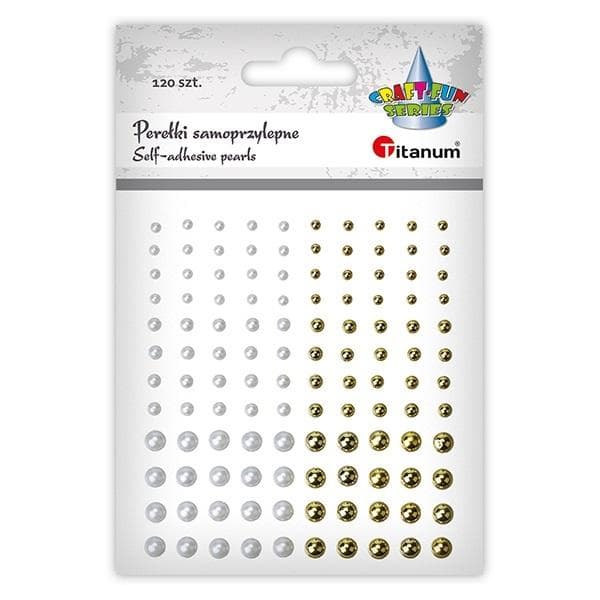 Selvklæbende runde perler 120 stk. hvidguld