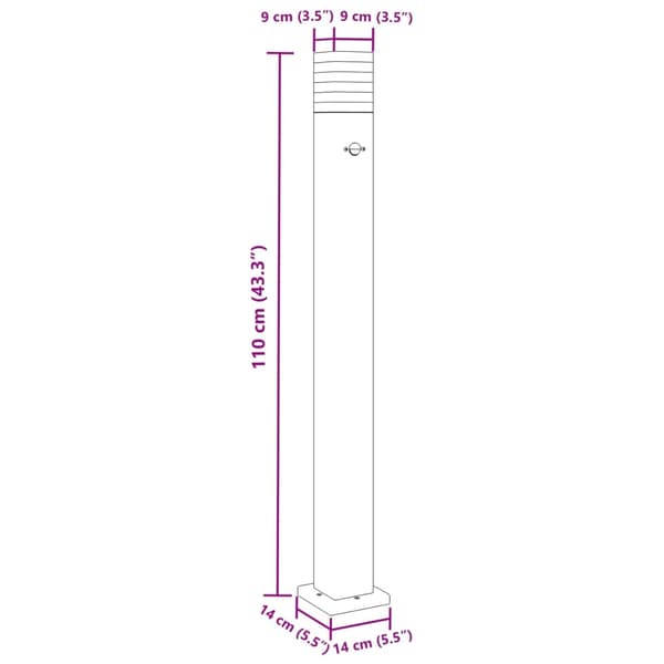 vidaXL udendørs gulvlampe med sensor, sort, 110 cm