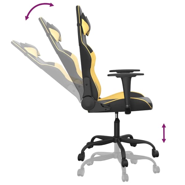 vidaXL massage-gamingstol, sort og guld, kunstlæder