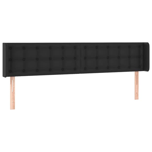 vidaXL LED sengegavl sort 203x16x78/88cm kunstlæder