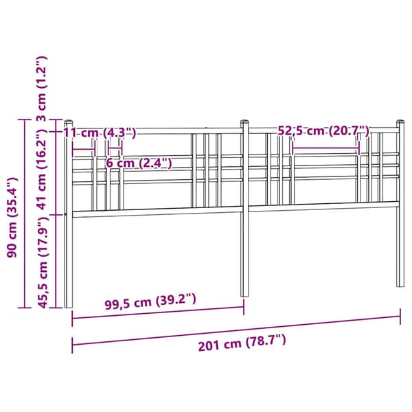 vidaXL Metallsänggavel, Vit, 200 cm