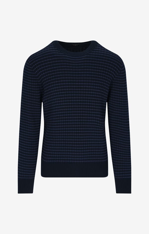 Ribbet sweater med rund hals S