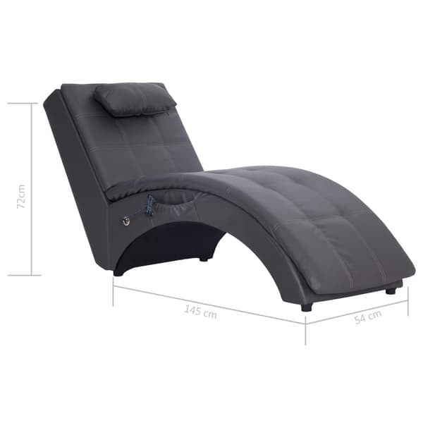 vidaXL Massageschäslong med kudde, grå, konstläder
