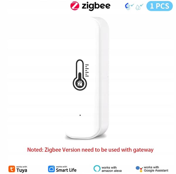 Tuya TH08W Zigbee temperatur- och fuktighetssensor, gateway krävs, vit
