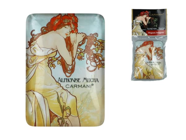 Carmani, køleskabsmagnet - Alphonse Mucha/Forår
