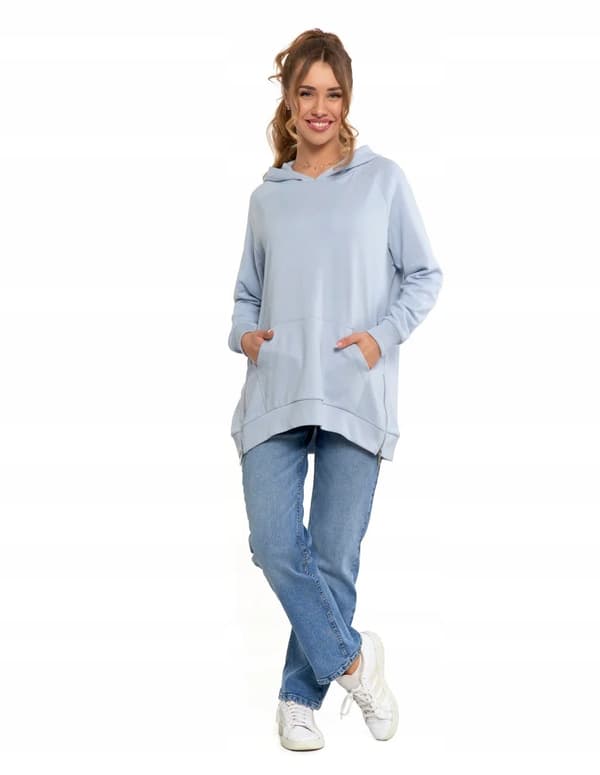 Damesweatshirt med hætte Bomuld Moderigtig Oversize Blød MORAJ S BLÅ