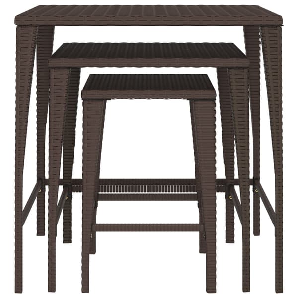 vidaXL 3-delte stabelbare borde brun PE-rattan