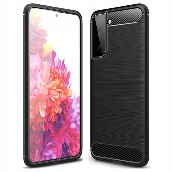 ETUI TIL GALAXY S21 FE ARMOR CARBON SORT + 9H HÆRDET GLAS