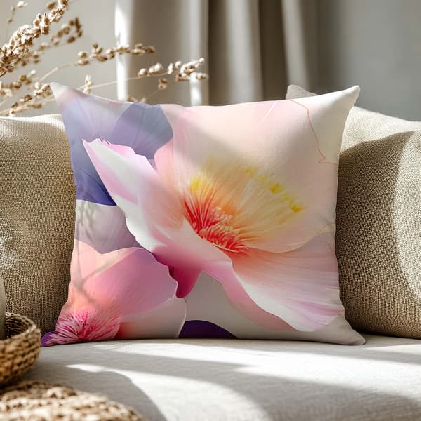 Sengesæt 220x200 SATIN BOMULD digitaltryk malede blomster pastel