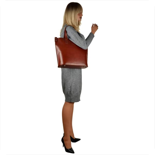 Vezze læder shopper taske cognac XL