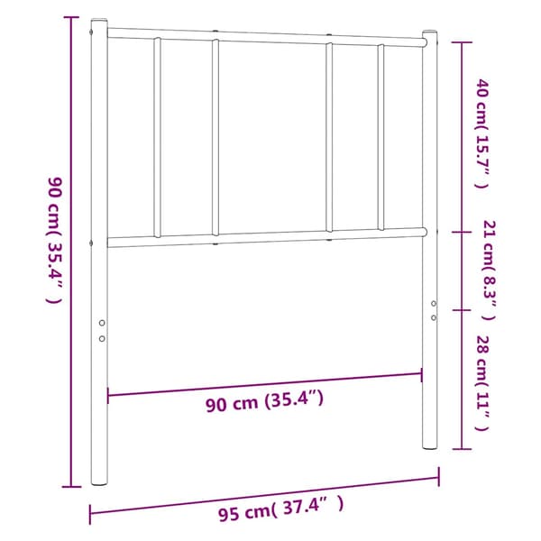 vidaXL metalsengegavl sort 90 cm