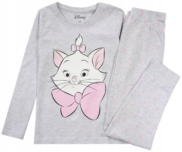 FLICKPYJAMAS I BOMULL, långärmad, MARIE CAT, grå 116 D050S