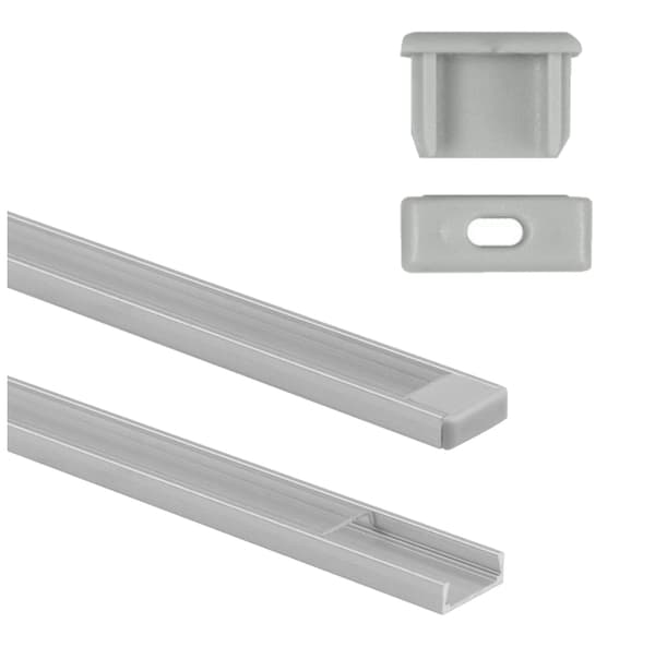 Profil för LED-remsor, anodiserad aluminium, utanpåliggande montering, 1m, transparent lock