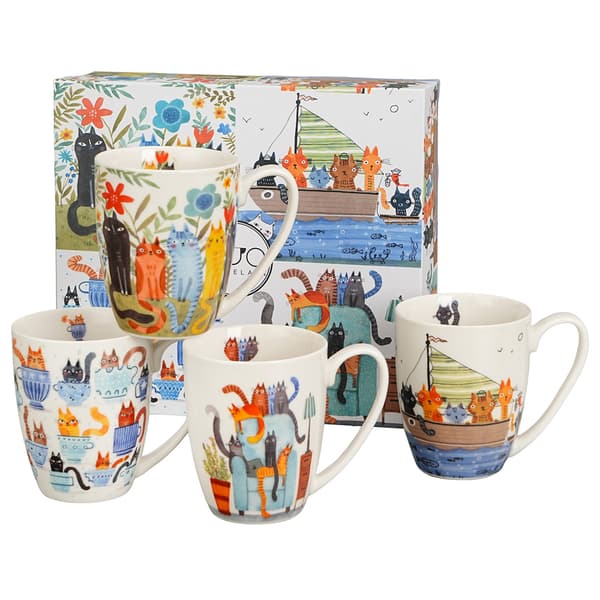 Set med 4 Cat World-muggar 4x 360 ml