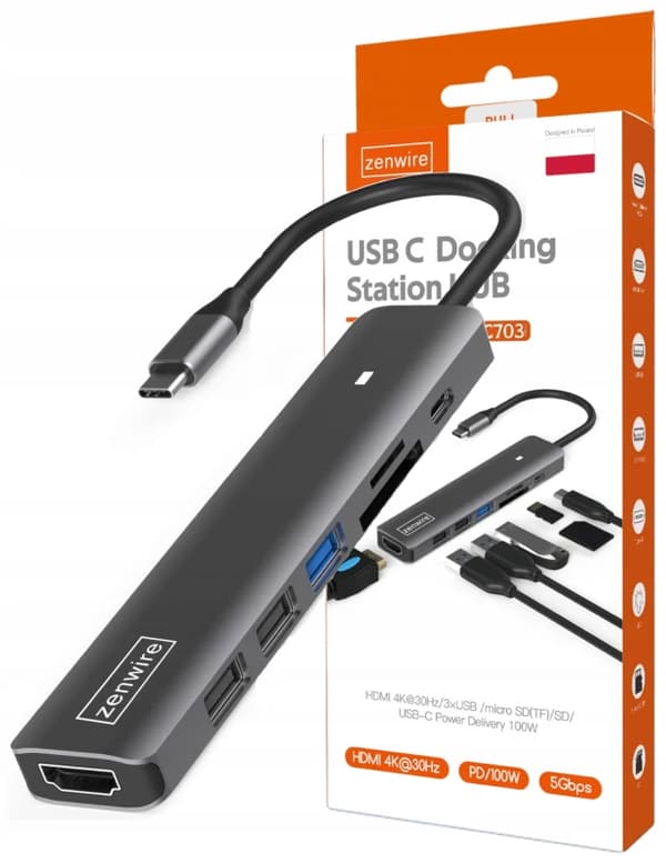 HS-HC703 seitsemän-sisääntulon USB-C keskitin