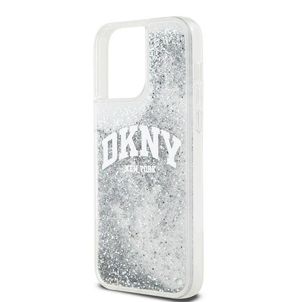 DKNY Liquid Glitter Big Logo-cover til iPhone 15 Pro, hvid