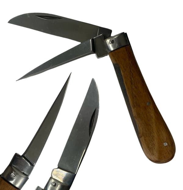 2-delad träkabelkniv med skrapa 60 mm