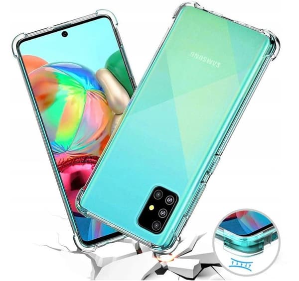 ETUI til Samsung Galaxy A71 STØDMIDDELBART ARMOR TRANSPARENT ETUI + 9H GLAS