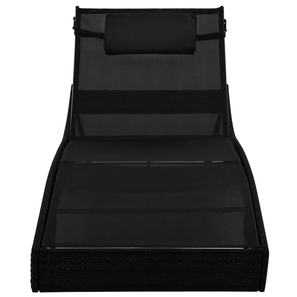 vidaXL liggestole med bord, sæt med 2, polyrattan og textilene, sort