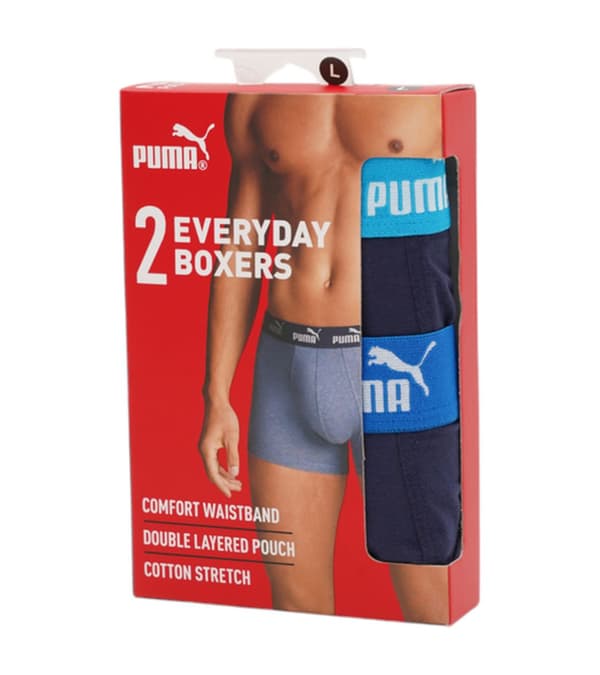 Puma Miesten Elements Basic Boxer 2-Pack Sininen/Laivastonsininen [701232894 009] rL