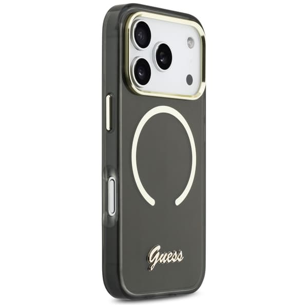Guess IML Script Metal MagSafe-etui til iPhone 17 Pro, sort