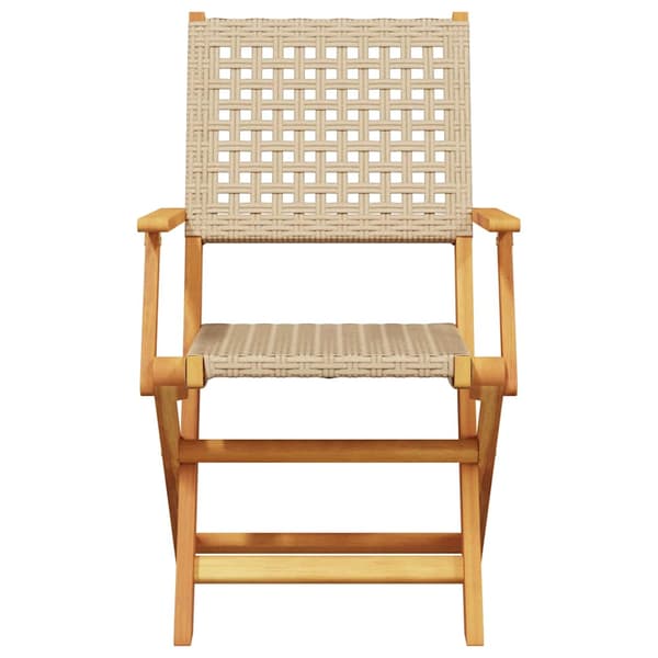 vidaXL foldbare havestole, sæt med 4, beige polyrattan og træ