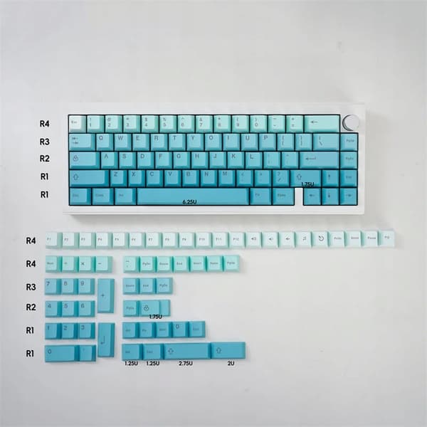 PBT-profil Cherry mekaniska tangentbordstangenter 125 st gradient cyan