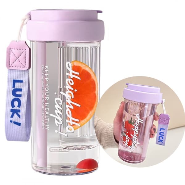 Vattenflaska med korg och sugrör 600 ml Simple BD32FIO