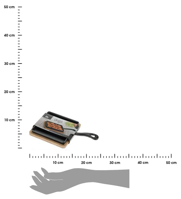 Støbejernspande med bambusbræt 24 cm