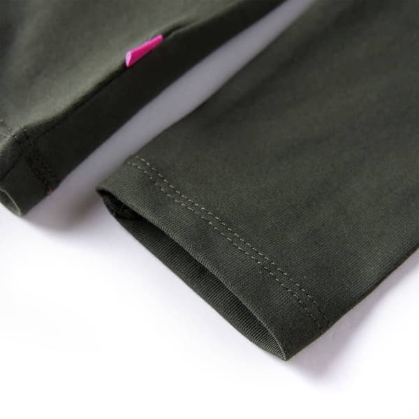 Børne langærmet T-shirt med kat, khaki, 116