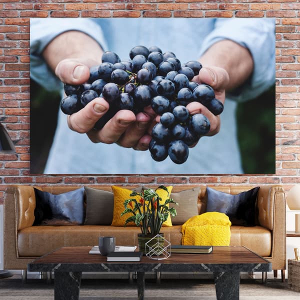 Lærredsbillede Køkken Druer 80x40 cm