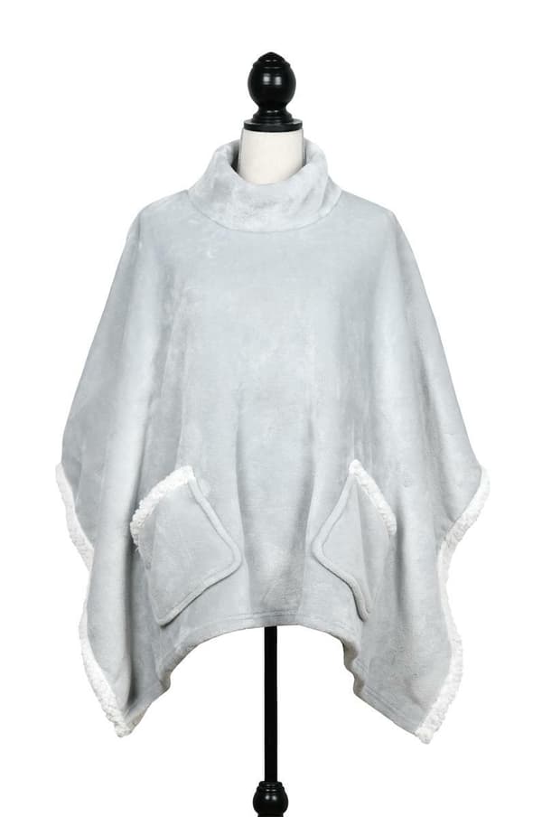 SWEETY poncho 110x75 cm, silverfärgad polokrage